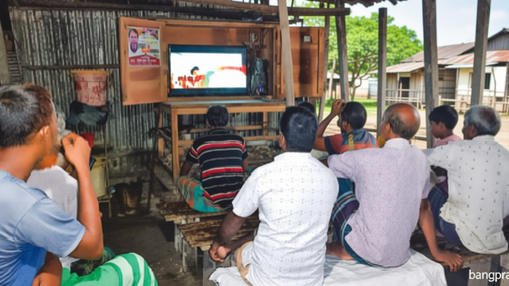 চা আর টিভিতে জমে ওঠে গ্রামীণ সন্ধ্যা