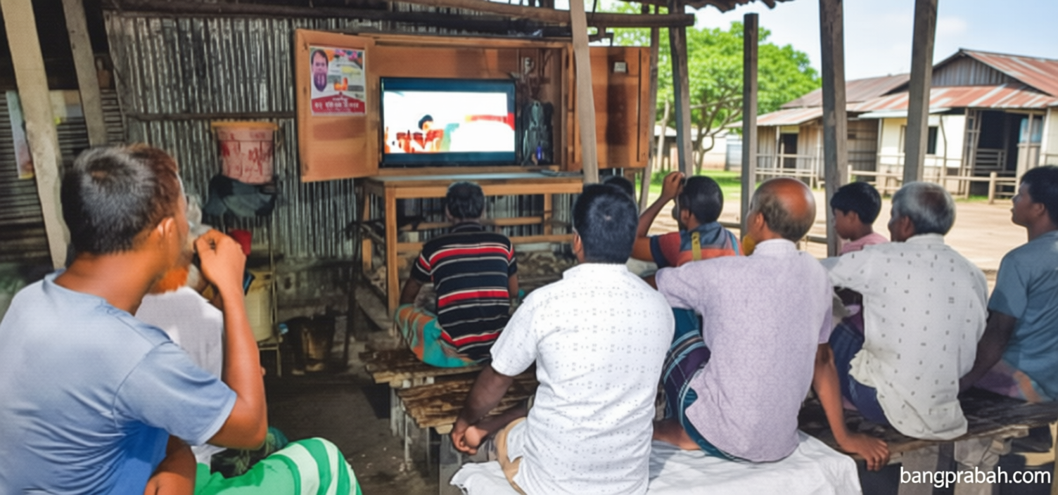 চা আর টিভিতে জমে ওঠে গ্রামীণ সন্ধ্যা