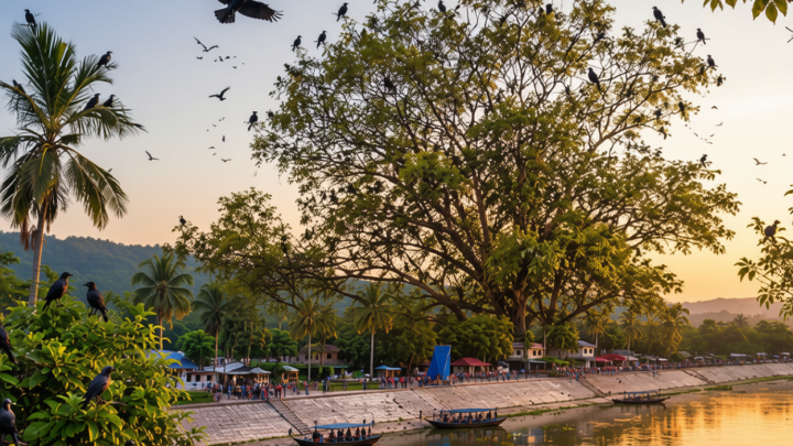 কালীগঙ্গার পাড়ে কাকের কলতানে সন্ধ্যার ঘণ্টাধ্বনি