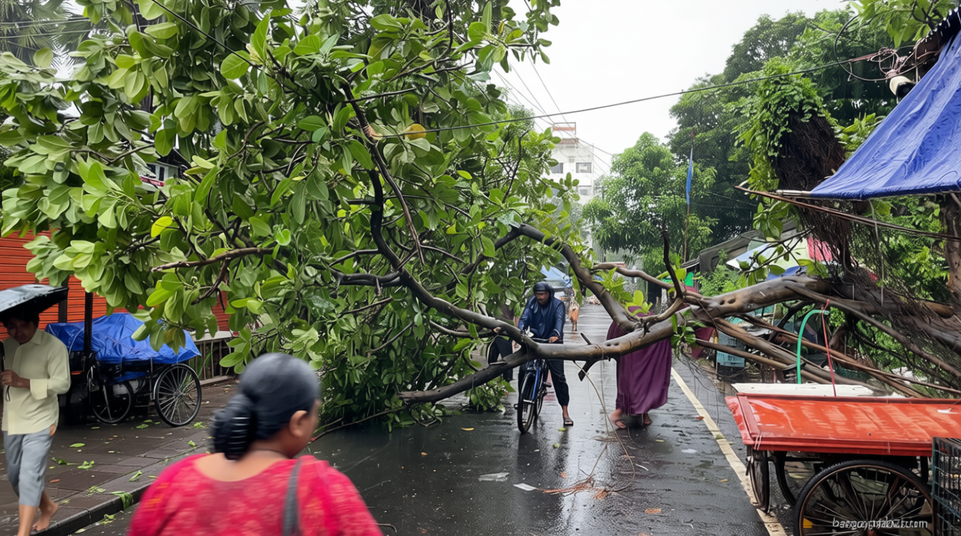 চট্টগ্রামে ঝড়ের তাণ্ডব: সড়কে গাছ, দুর্ভোগে নগরবাসী