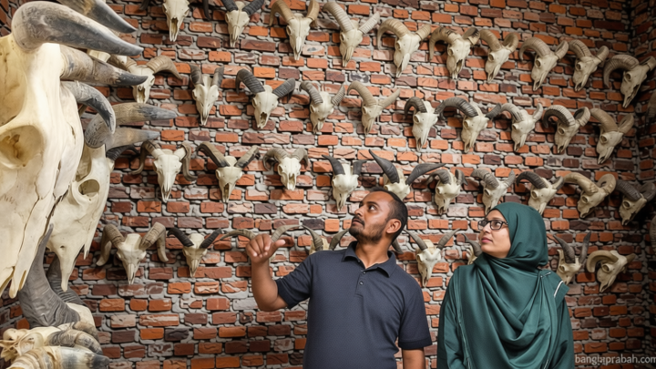 শখ থেকে শুরু, গরু–ছাগলের মাথা, শিং ও হাড় দিয়ে শোপিস বানাচ্ছেন রিপন