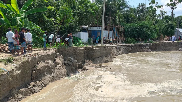 পদ্মার তীর রক্ষা বাঁধের ২০০ মিটার অংশ বিলীন, আতঙ্ক