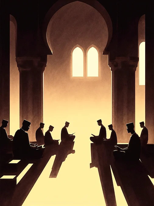 silhouetted-figures-engaged-prayer-within-mosque