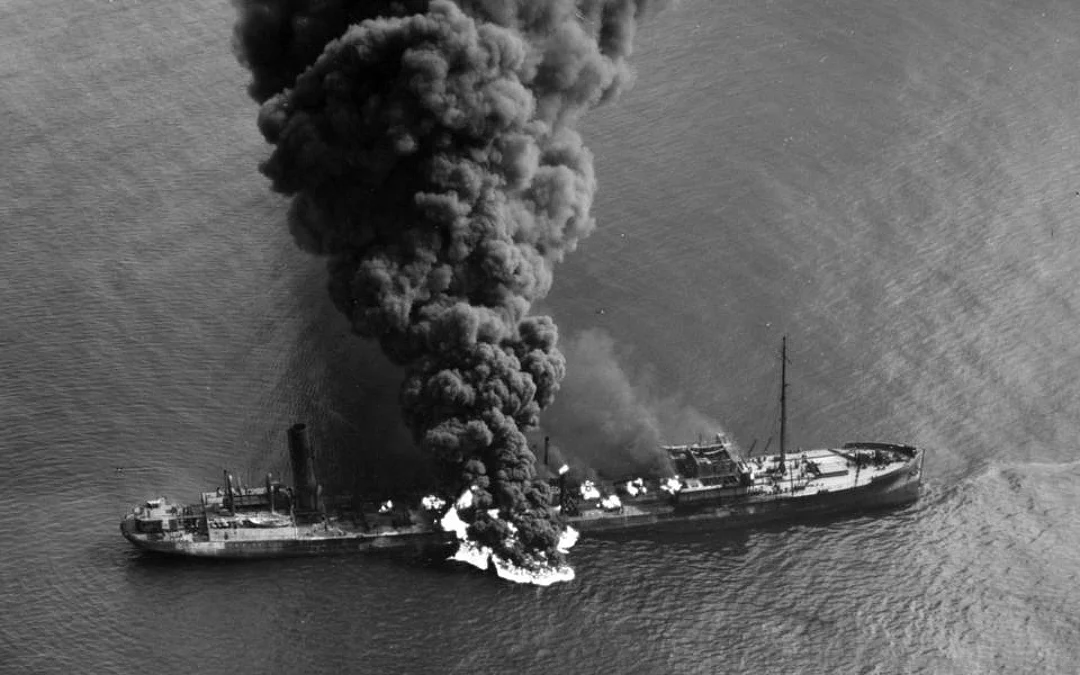 The-tanker-Byron-D.-Benson-was-torpedoed-by-a-German-U-boat-while-traveling-off-the-coast-of-North-Carolina-in-April-1942.-The-ship-was-delivering-crude-oil-from-Texas-to-New-Jersey